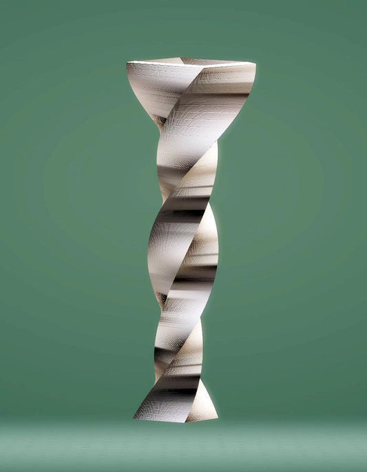 Modern Tall Twisted Vase, Silver Striped